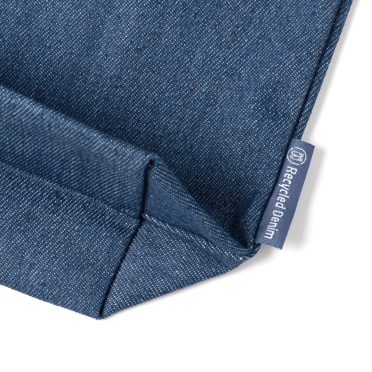 Borsa in denim riciclato con base. Effetto jens cotone Manici lunghi 70 cm.