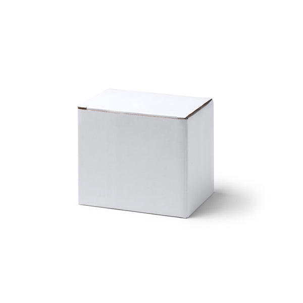 Confezione per tazze, realizzata in cartone ondulato. Misure 12 x 10,6 x 9 cm.