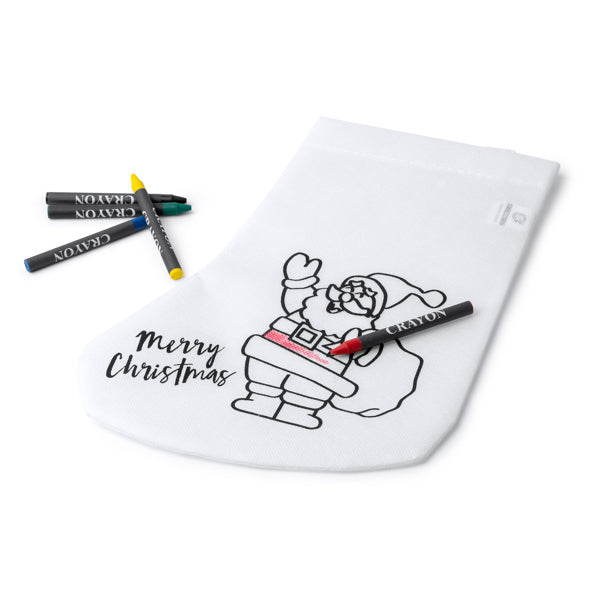 Calzino con divertente disegno natalizio da colorare