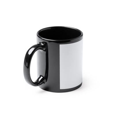 Tazza  nera in ceramica da 350 ml  , specifica per la sublimazione. Confezione in scatola bianca.