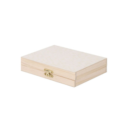 astuccio di legno per colorare, con chiusura e cerniere metalliche.