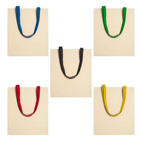 Shopper 100% cotone 105 g/m². Manici lunghi 70 cm colorati.