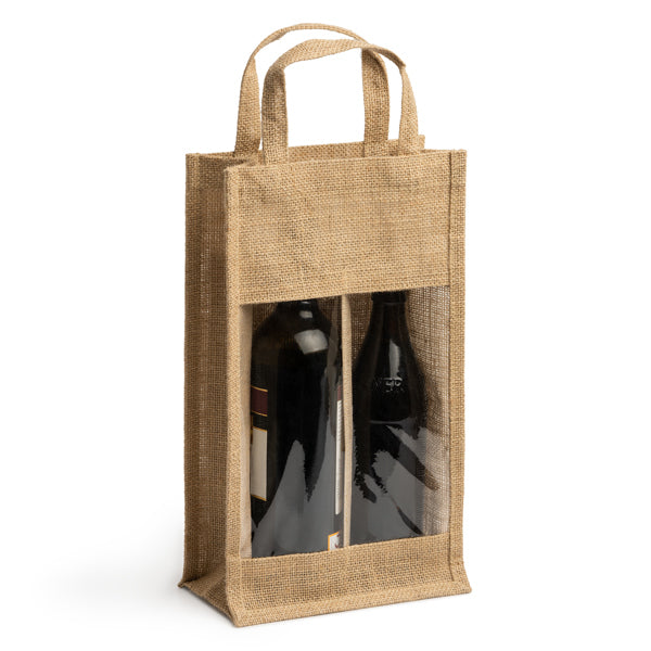 Borsa in juta plastificata con finestrella e doppio scomparto
