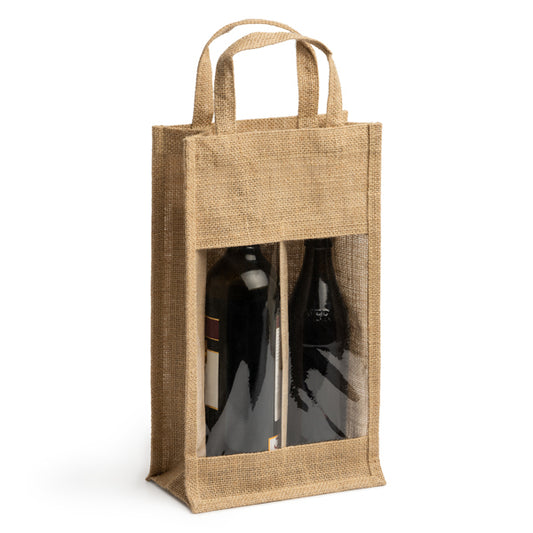 Borsa in juta plastificata con finestrella e doppio scomparto